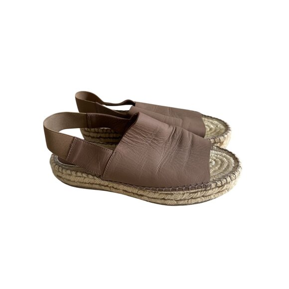 PALOMITAS Paloma Barcelo Taupe Leather Espadrilles Flats Size 38 - Picture 3 of 9